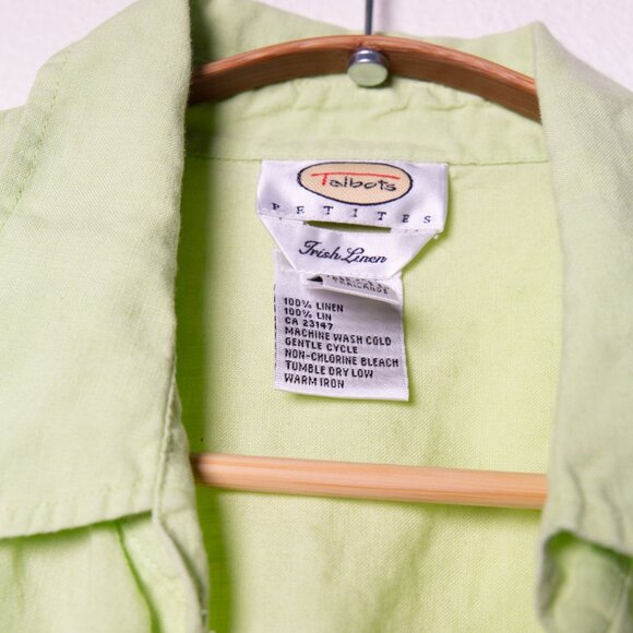 Bright Green 100% Linen Button-Up - Picture 6 of 7